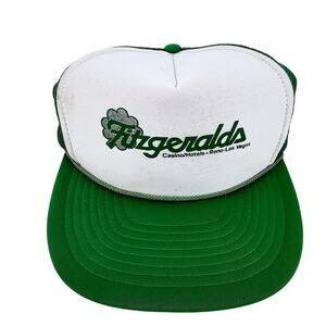 Vintage Fitzgeralds Casino Vegas Rope Trucker Hat Cap Green White Flat Bill OS